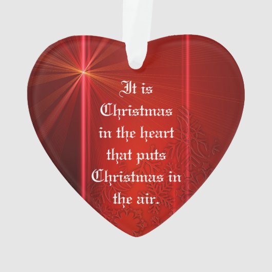 Red Heart Shaped Kerstversiering met Citaat Ornament (achterkant)