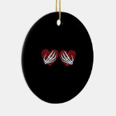 Red Heart Skeleton Hands Classic Keramisch Ornament (Rechts)