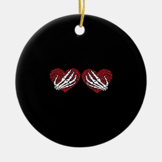 Red Heart Skeleton Hands Classic Keramisch Ornament (Voorkant)