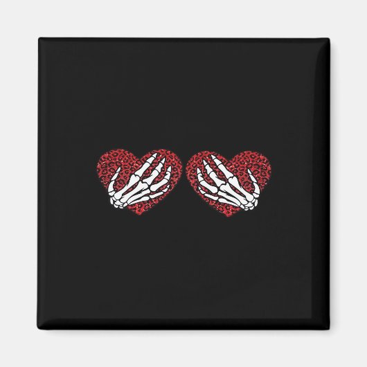 Red Heart Skeleton Hands Classic Magneet (Voorkant)