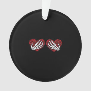 Red Heart Skeleton Hands Classic Ornament