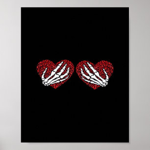 Red Heart Skeleton Hands Classic Poster