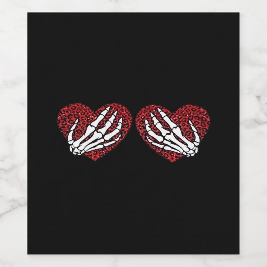 Red Heart Skeleton Hands Classic Wijn Etiket (Enkel label)