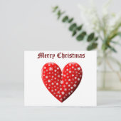 Red Heart Snowflakes Merry Kerstry Briefkaart (Staand voorkant)