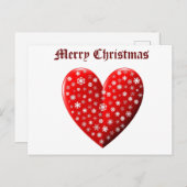 Red Heart Snowflakes Merry Kerstry Briefkaart (Voorkant / Achterkant)
