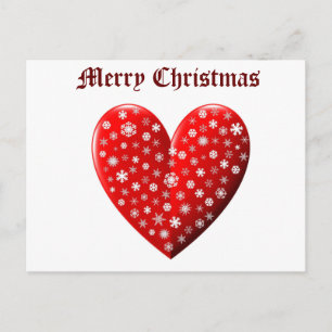 Red Heart Snowflakes Merry Kerstry Briefkaart