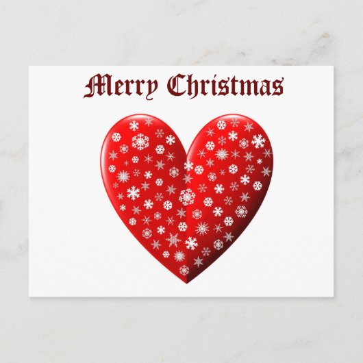 Red Heart Snowflakes Merry Kerstry Briefkaart (Voorkant)