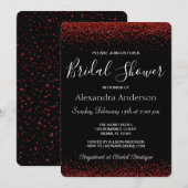 Red Heart Sparkle Glitter Bridal Shower Uitnodigin Kaart (Voorkant / Achterkant)