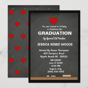 Red Heart Special Ed Teacher Afstuderen Uitnodigin Kaart