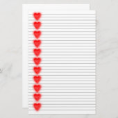 Red Heart Stationery - optionele lijnen Briefpapier (Voorkant / Achterkant)