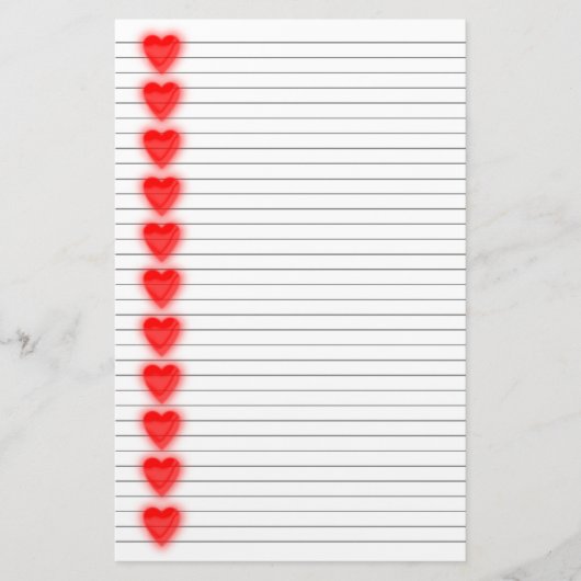 Red Heart Stationery - optionele lijnen Briefpapier (Voorkant)