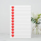 Red Heart Stationery - optionele lijnen Briefpapier (Staand voorkant)