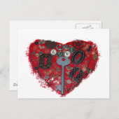 Red Heart Steampunk Briefkaart (Voorkant / Achterkant)