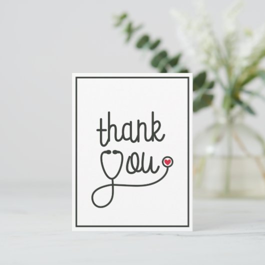 Red Heart Stethoscoop Verpleegster Dank je Briefkaart (Staand voorkant)