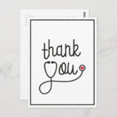 Red Heart Stethoscoop Verpleegster Dank je Briefkaart (Voorkant / Achterkant)