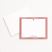 Red Heart Striped Valentine Note Card Kaart