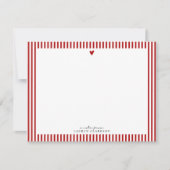 Red Heart Striped Valentine Note Card Kaart (Voorkant)