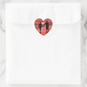 Red Heart Sunset Beach Holding Hands Ronde Sticker (Tas)