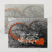 Red Heart Swirls Dank je Briefkaart (Voorkant / Achterkant)