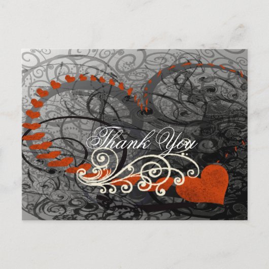 Red Heart Swirls Dank je Briefkaart (Voorkant)