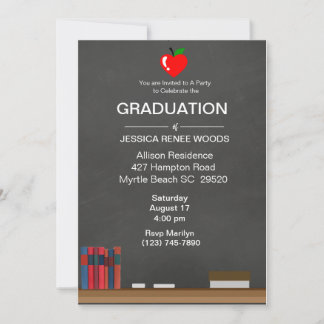 Red Heart Teacher Afstuderen Invitation Kaart