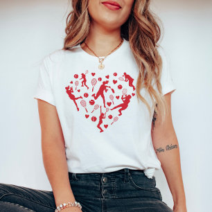 Red Heart Tennisliefhebber T-shirt