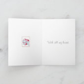 red heart tied with white ribbon bow art romantic kaart (Binnen)