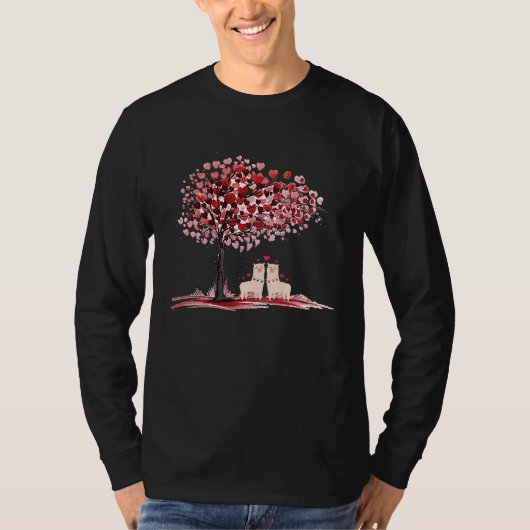Red Heart Tree Llama Hugs Couple Valentine's Day M T-shirt (Voorkant)