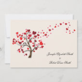 Red Heart Tree op Ivory Wedding Invitation Kaart (Voorkant)