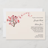 Red Heart Tree op Ivory Wedding Invitation Kaart (Achterkant)