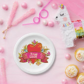 Red Heart True Love Papieren Bordje (Feest)