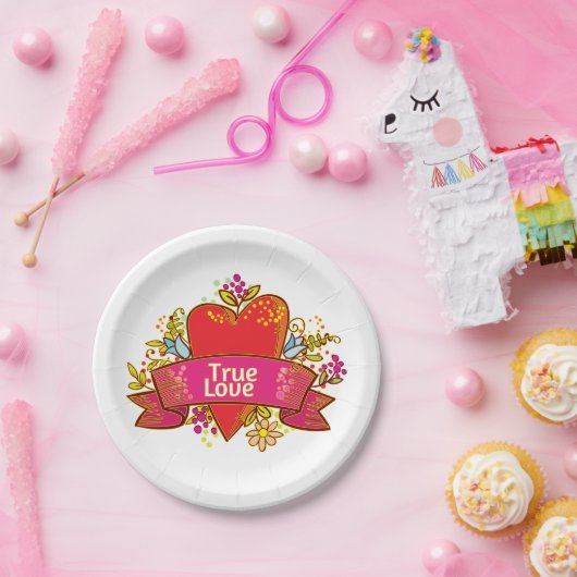 Red Heart True Love Papieren Bordje (Feest)