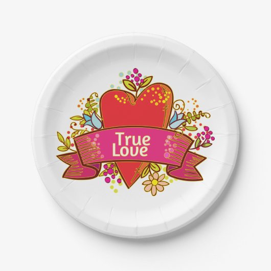 Red Heart True Love Papieren Bordje (Voorkant)