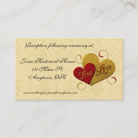 Red Heart True Love Wedding Enclosure Kaarten (Voorkant)