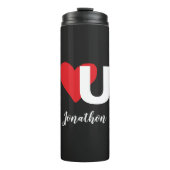 Red Heart U Love Valentijnsdag Monogramme Name Thermosbeker (Voorkant)