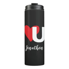 Red Heart U Love Valentijnsdag Monogramme Name Thermosbeker