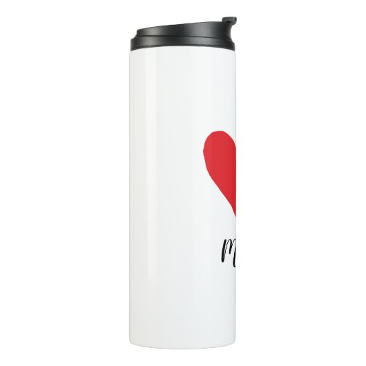 Red Heart U Love Valentijnsdag Monogramme Name Thermosbeker (Gedraaid links)