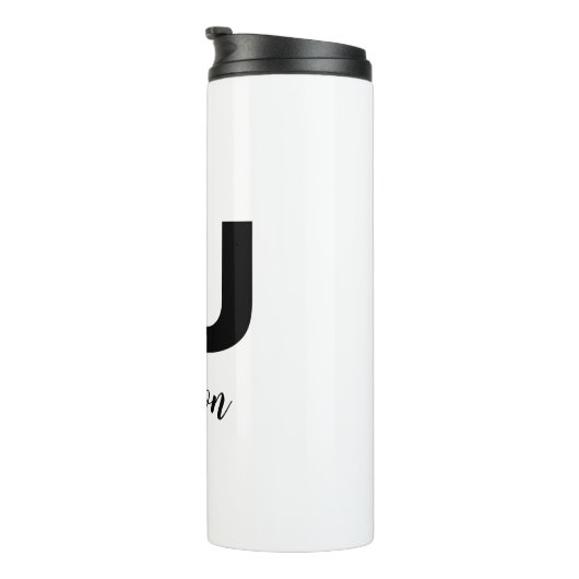 Red Heart U Love Valentijnsdag Monogramme Name Thermosbeker (Geroteerd rechts)