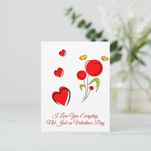 Red Heart Valentijn Briefkaart (Staand voorkant)