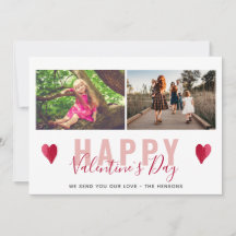 Red Heart Valentijn Day Script Family Photo