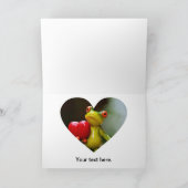 Red Heart Valentijn Green Frog Feestdagen Kaart (Binnen)