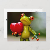 Red Heart Valentijn Green Frog Feestdagenkaart (Voorkant / Achterkant)