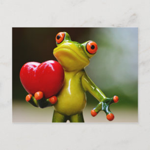 Red Heart Valentijn Green Frog Feestdagenkaart
