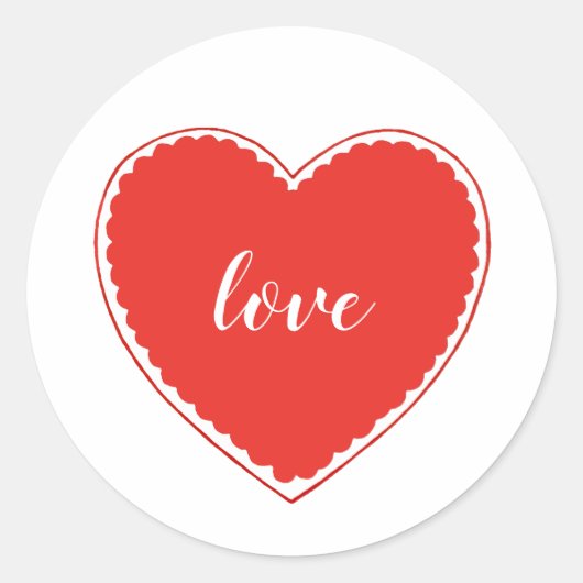 Red Heart Valentijn Love Classic Round Sticker (Voorkant)