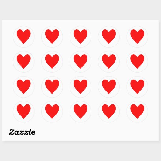 Red Heart Valentijn Ronde Sticker (Vel)
