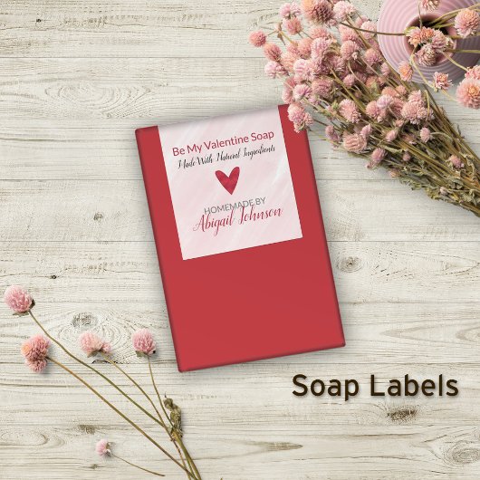 Red Heart Valentijnsdag Handmade Artisan Soap Rechthoekige Sticker