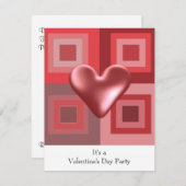 Red Heart Valentijnsdag Invitation Kaart (Voorkant / Achterkant)