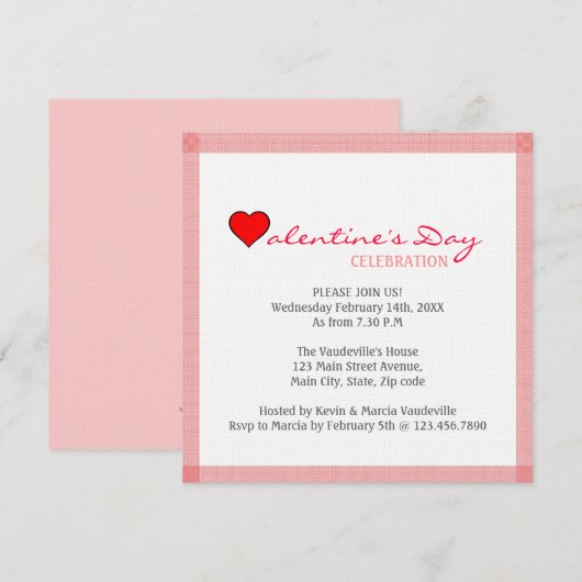 Red Heart Valentijnsdag Kaart (Voorkant / Achterkant)