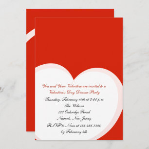 Red Heart Valentijnsdag Party Invitation Kaart
