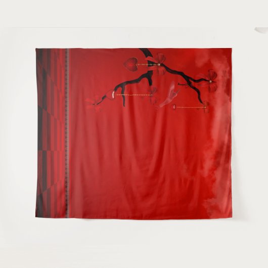 Red Heart Valentijnsdag Photo BackdropTapestry Wandkleed (Voorkant (horizontaal))